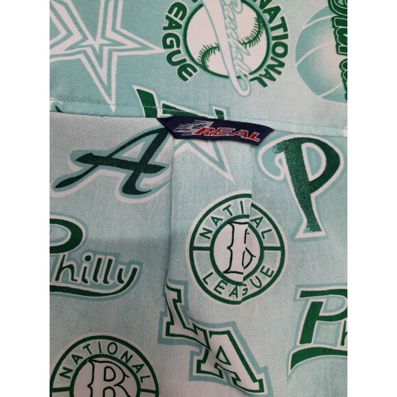 Real Authentic Clothing Green National League Baseball Shirt Harlem Philly Sz L - Picture 9 of 11